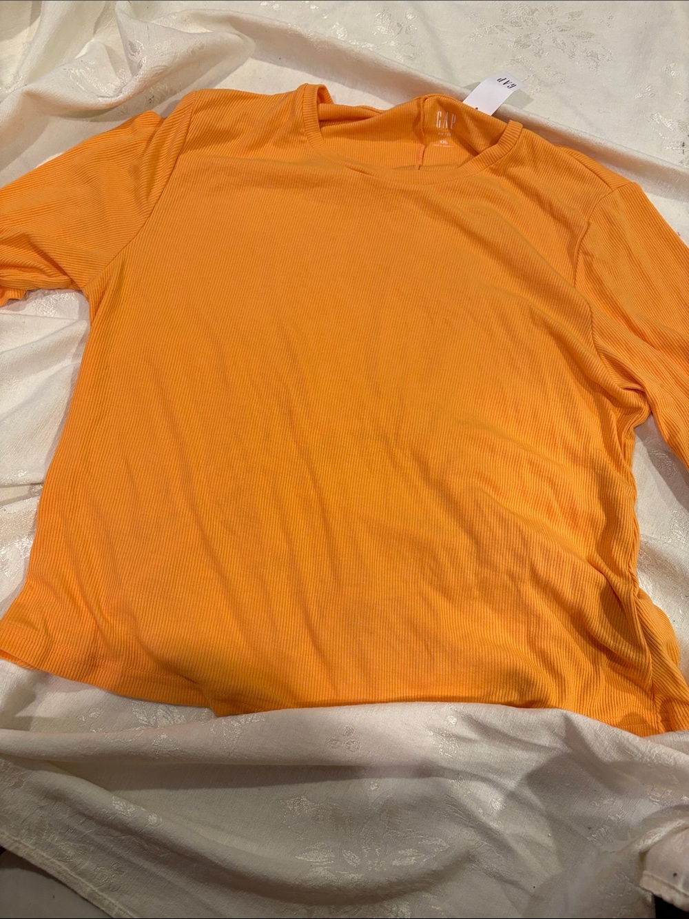 GAP Bright Orange Ribbed Short Sleeve Tee